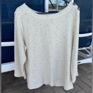 Loft cream sweater with button detail